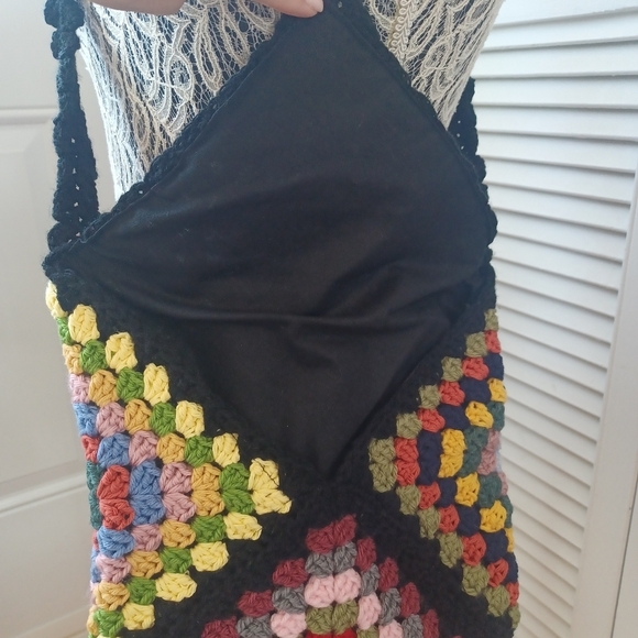 Granny Square Multicolor Crochet Shoulder Crossbody Bag Boho Hippy - Picture 5 of 12